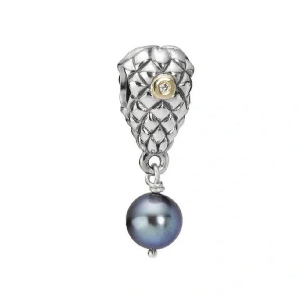 Pandora Retired Grapes Bunch Pearl Sterling Silver 14k Gold Charm Two Tone ALE